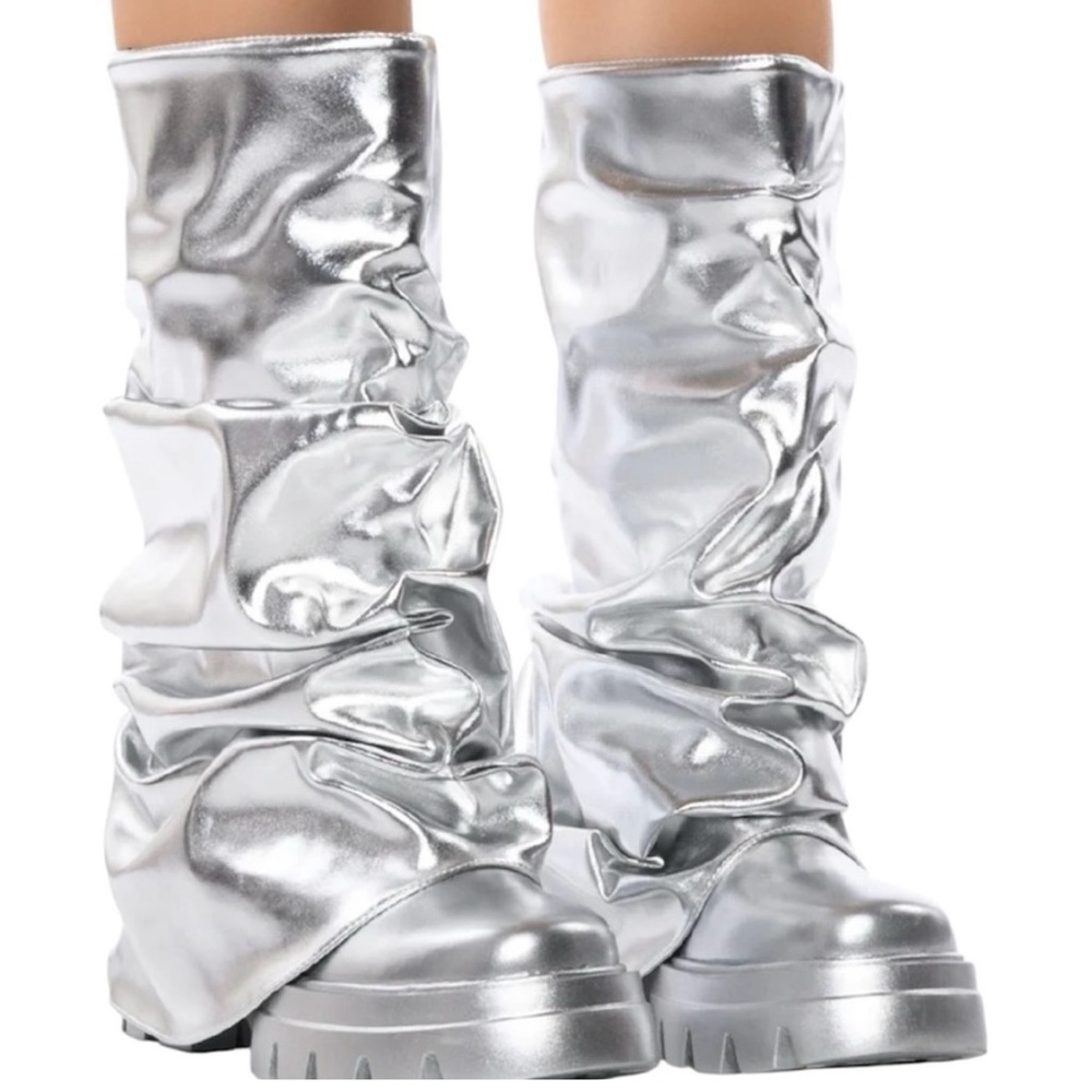 Glamorous Silver Heeled Boots